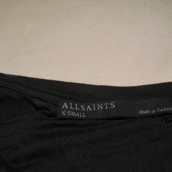 AllSaints Black Draped Front Caper Jersey Knit Sleeveless Dress - Picture 9 of 10